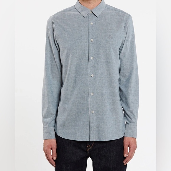 2/49$ Men’s‎ Volcom blue OXFORD STRETCH long sleeves SHIRT size medium - Picture 1 of 16